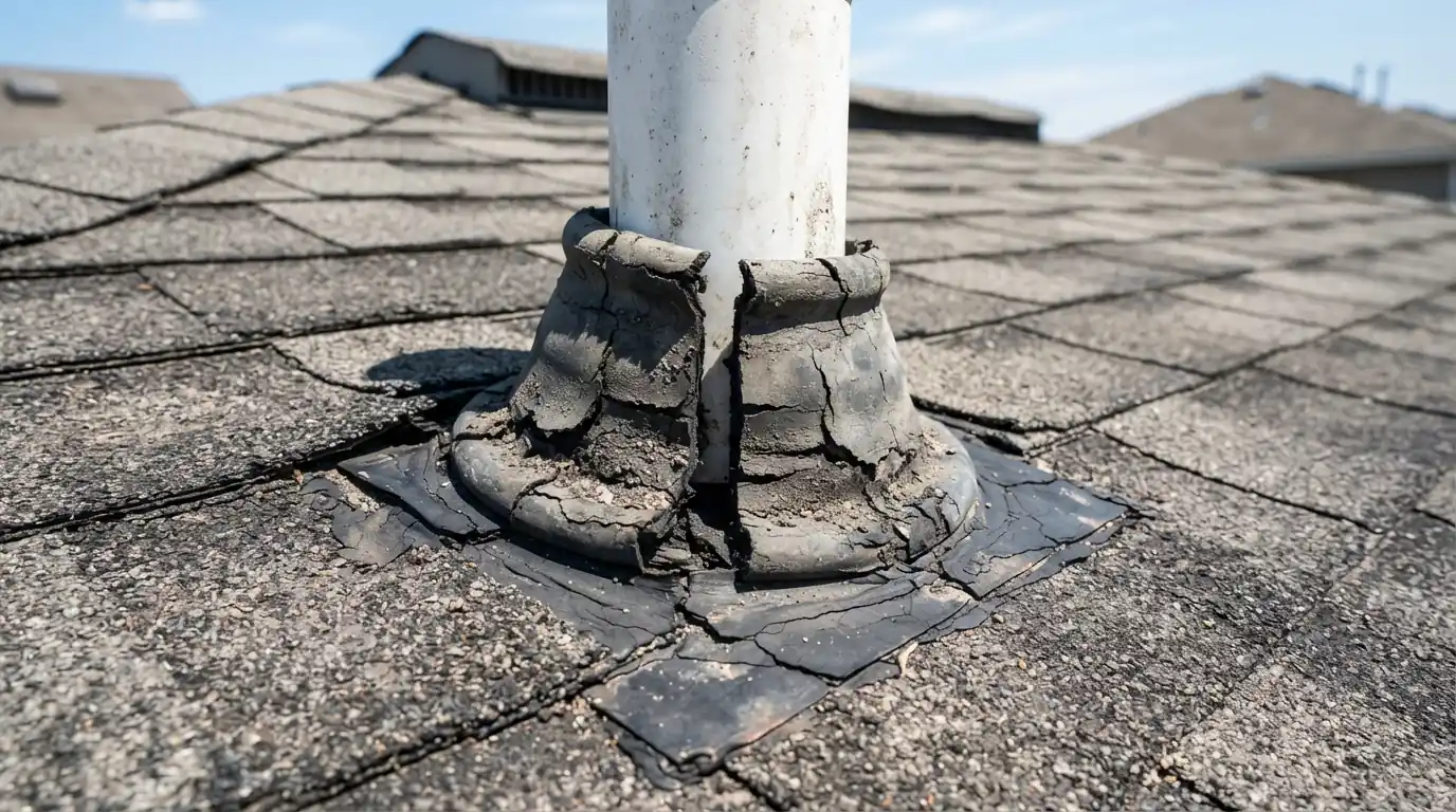 Split pipe boot collar on an Atlanta roof