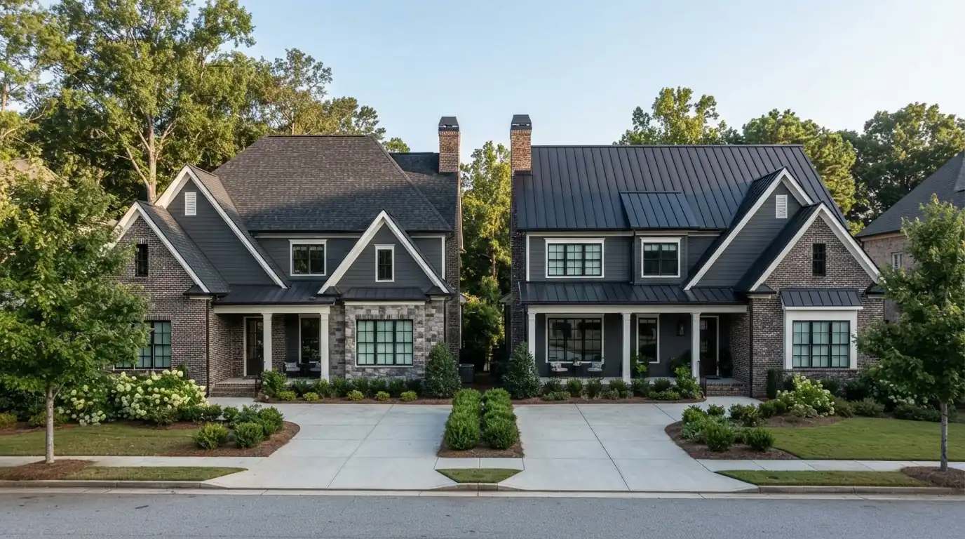 Shingle and metal roofs compared on Atlanta houses