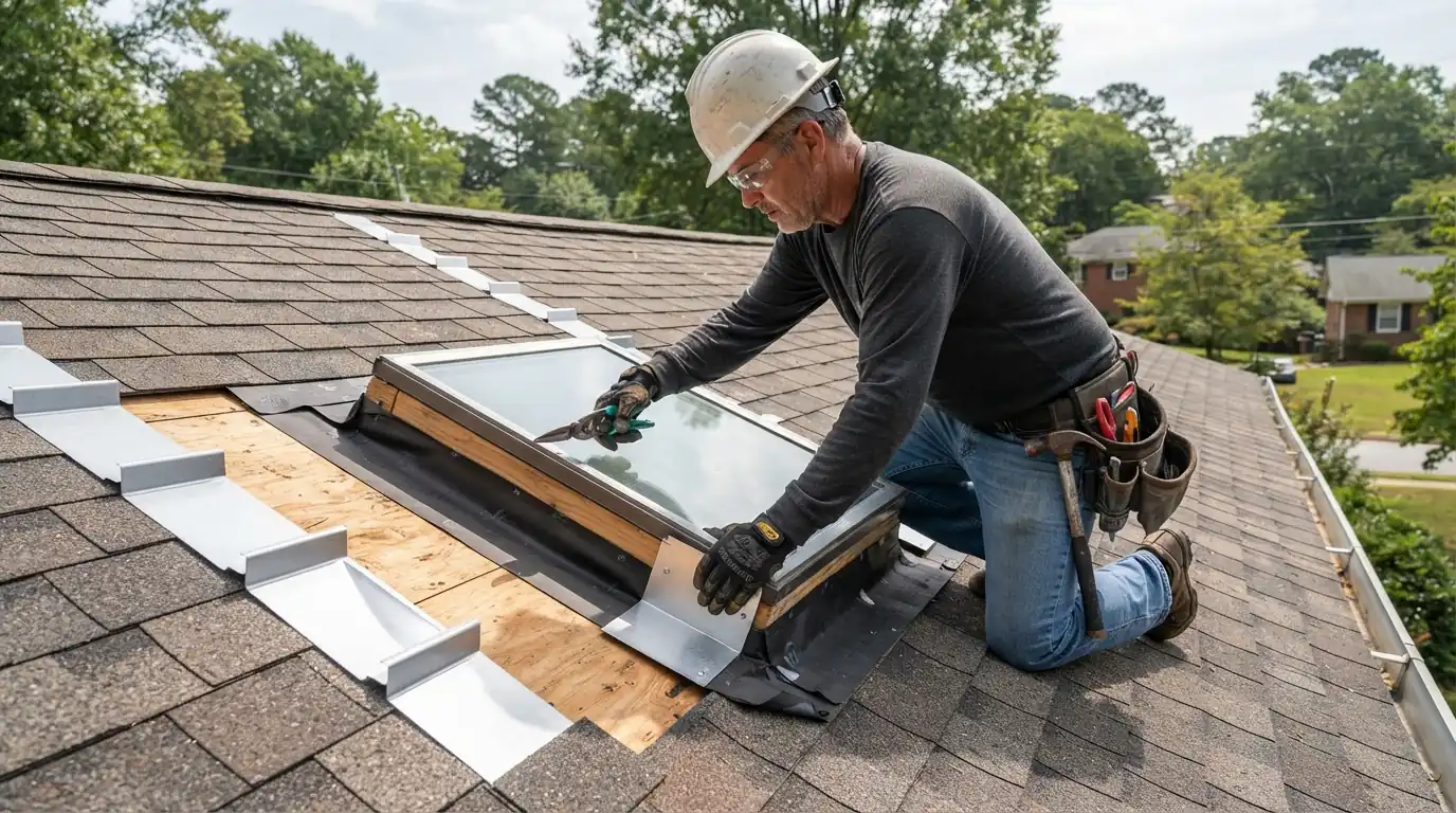 Skylight reflashed with a new step flashing kit