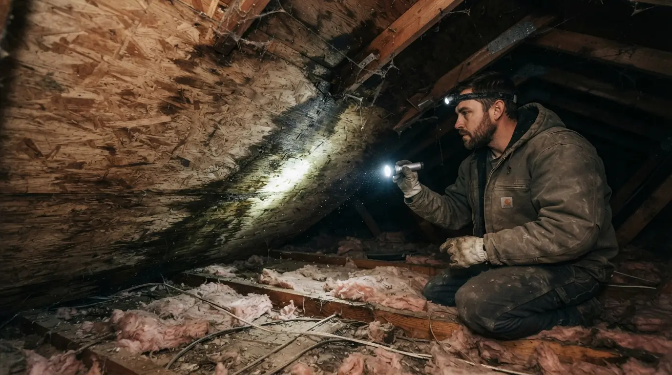 Tracing a roof leak from the attic in Atlanta