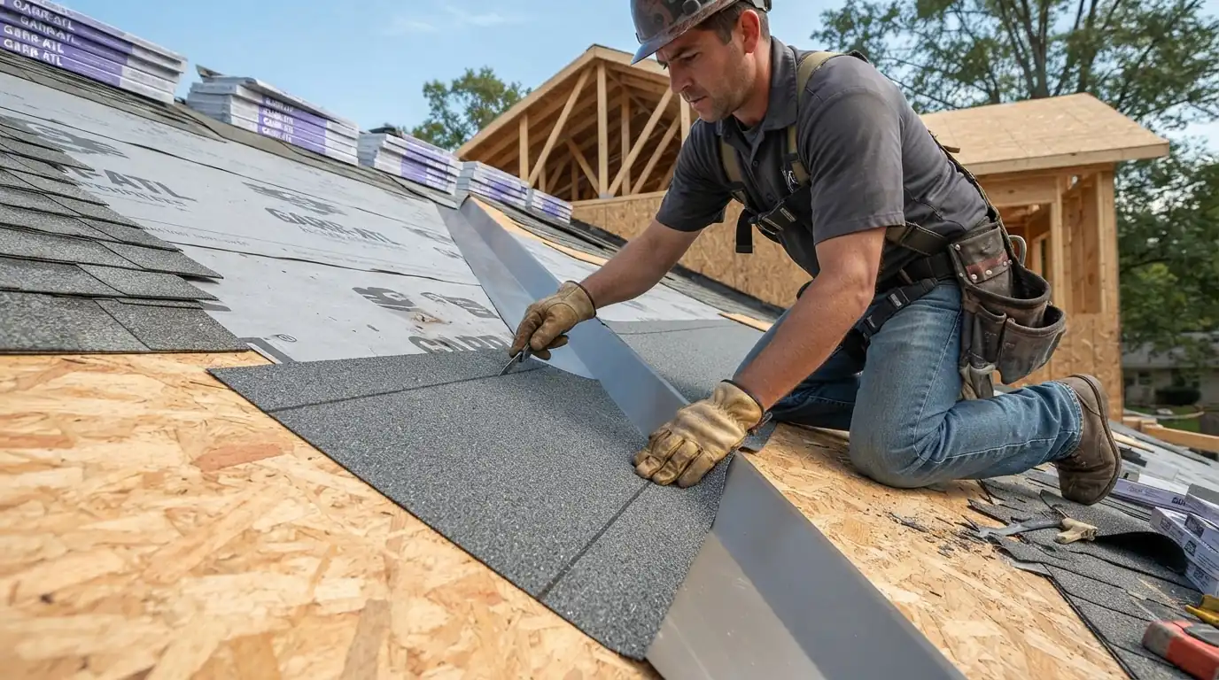 Valley membrane at an addition tie-in