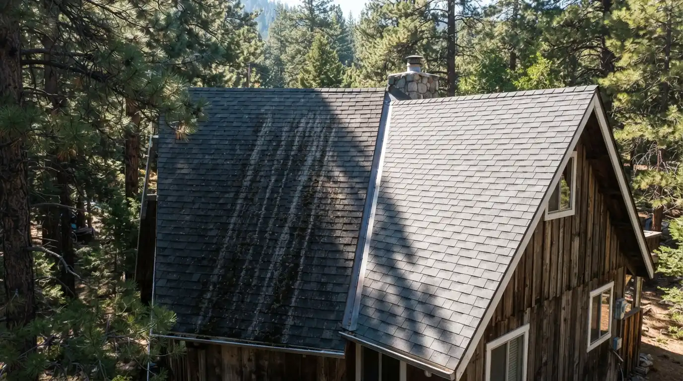 Shade and algae shortening shingle life