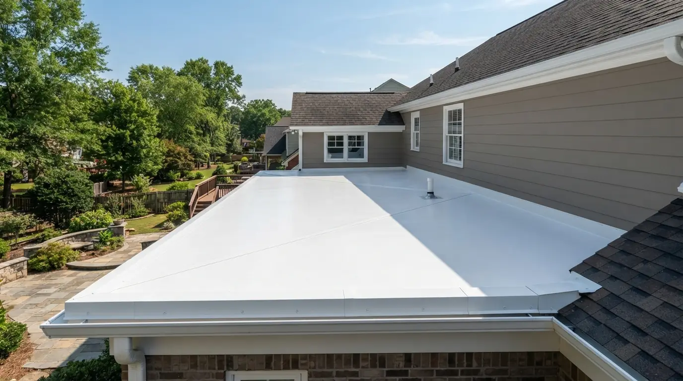New TPO flat roof on a home addition in Atlanta