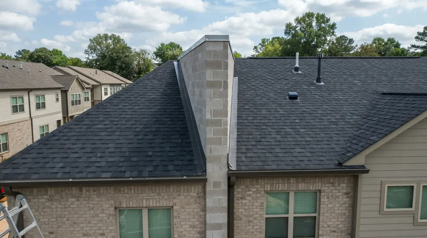 Townhome party wall detail on a new roof