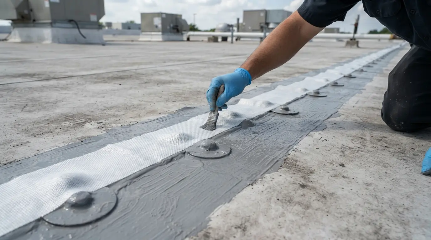 Seam reinforced with fabric before coating