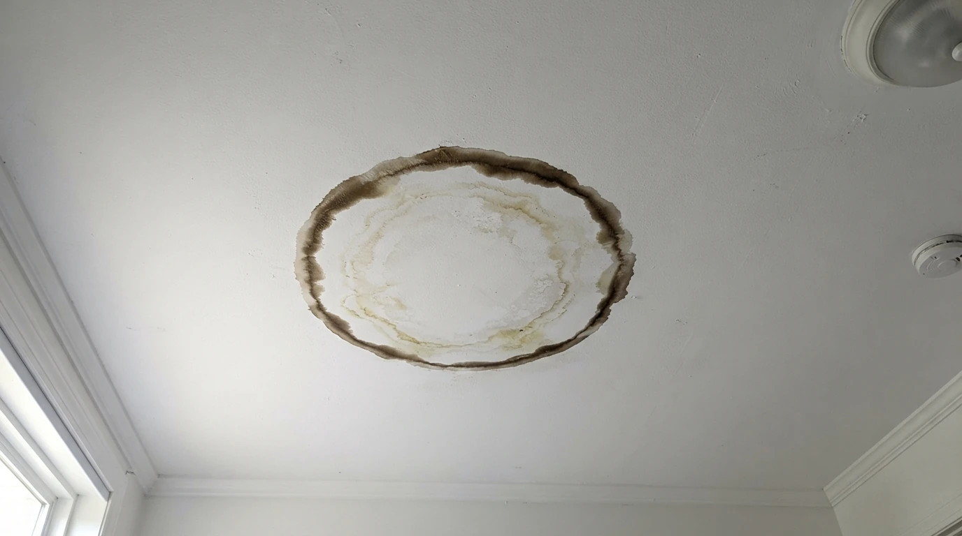 Ceiling stain from a roof leak