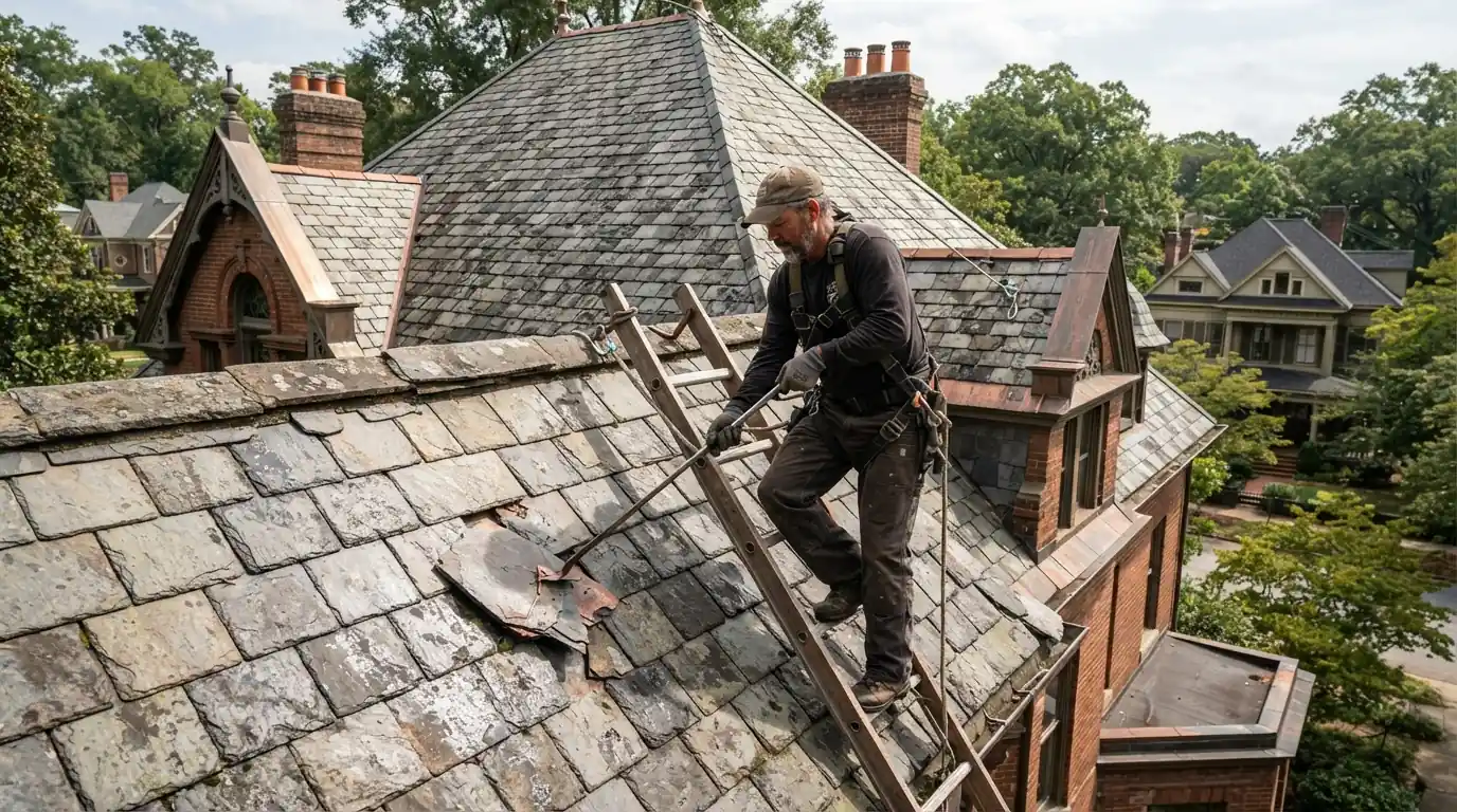 Cracked slate removed without walking the roof
