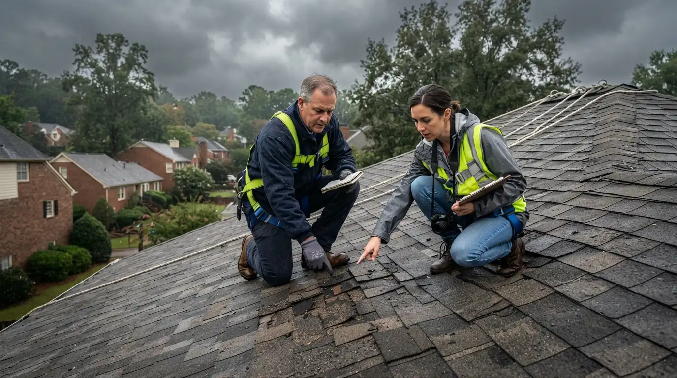 Adjuster meeting on the roof