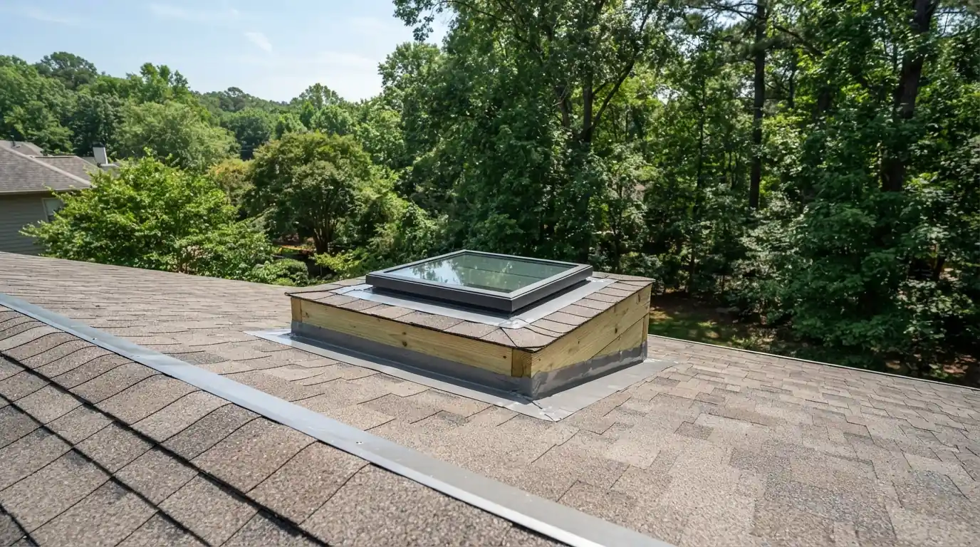 Replacement skylight flashed into a shingle roof in Atlanta