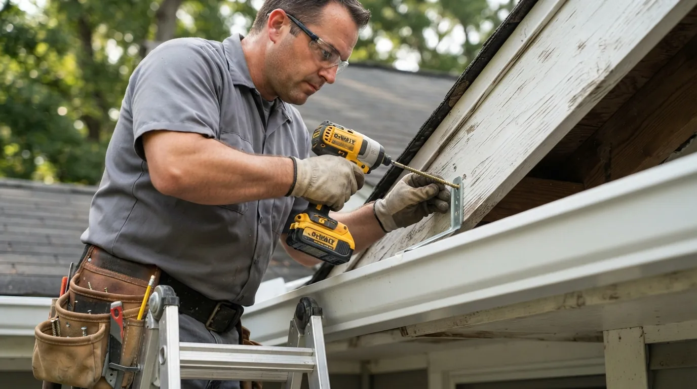 Hidden hanger installed during a gutter re-hang
