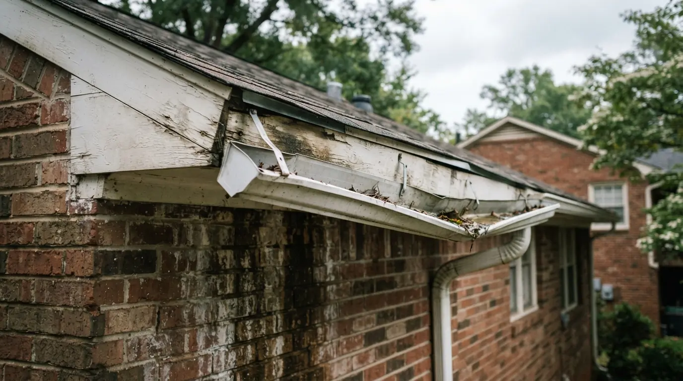Sagging gutter pulling off the fascia in Atlanta