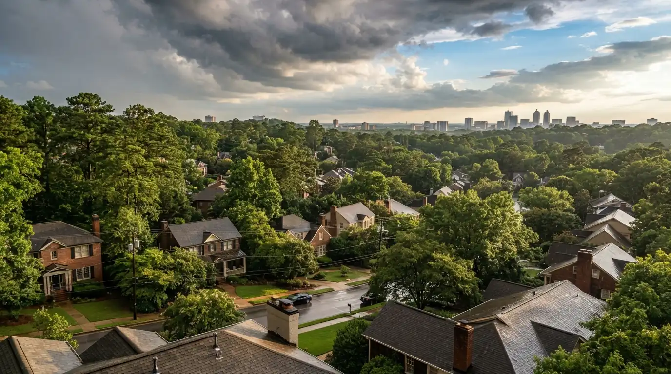 Atlanta roofs after a summer storm