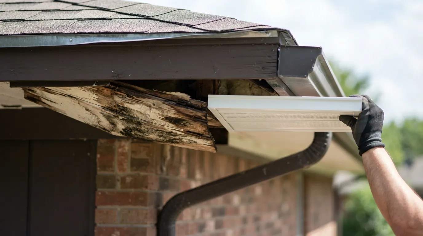 Soffit panel replaced with a vented section
