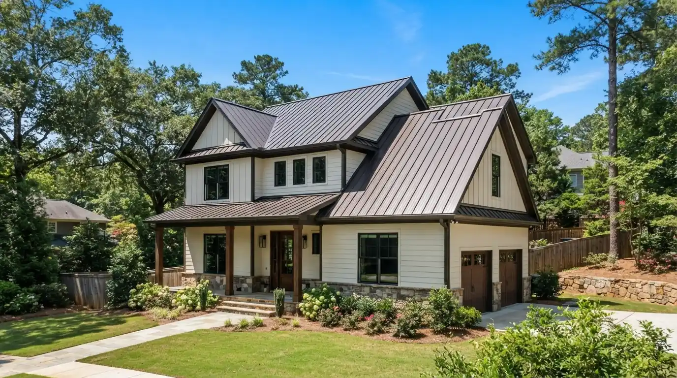 Standing seam metal roof on an Atlanta home