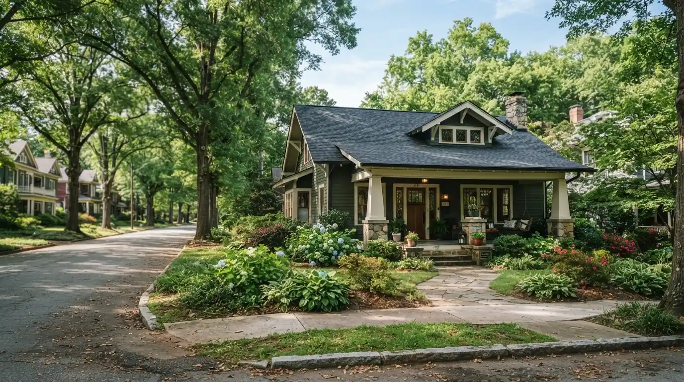 Shingle roof on a historic Atlanta street