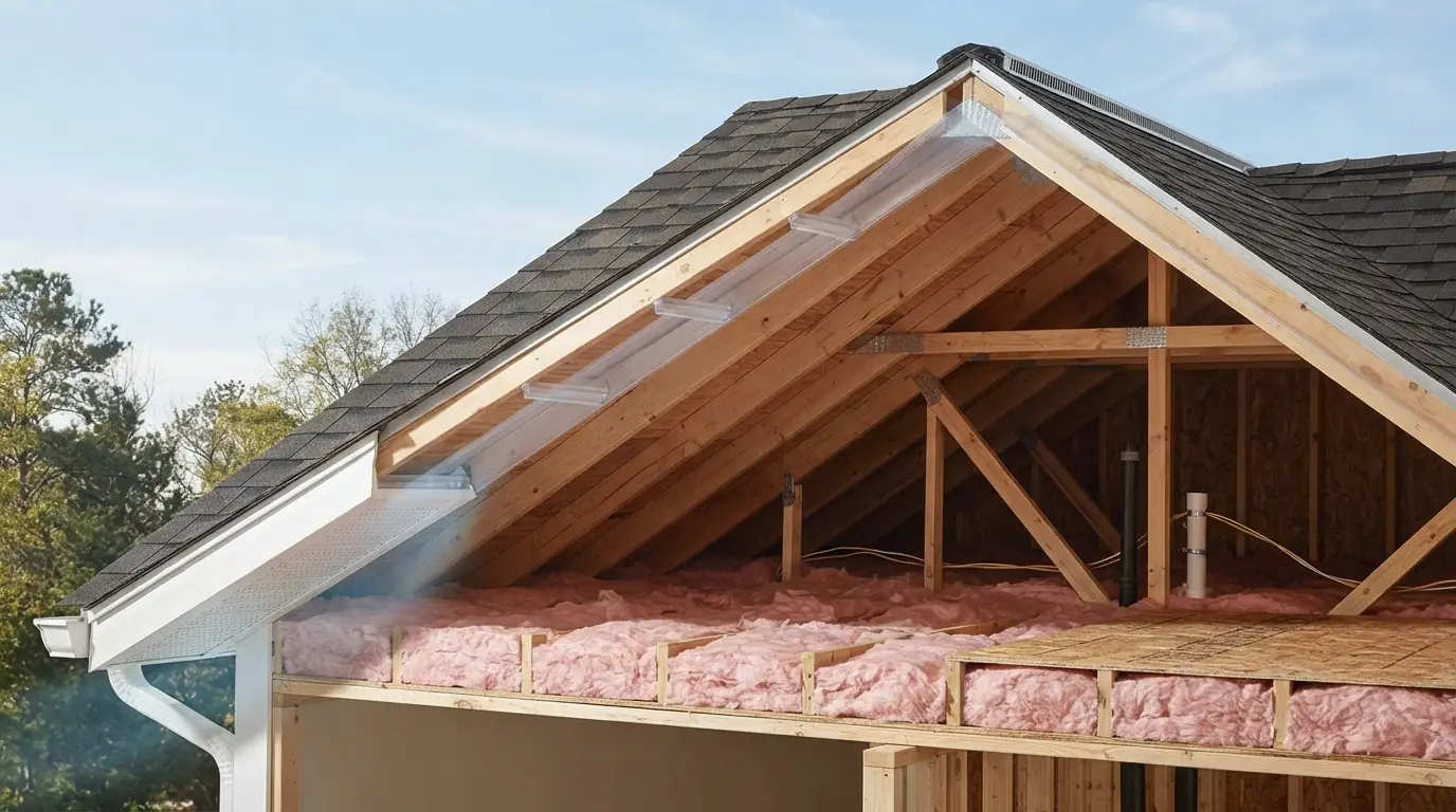 How soffit intake and ridge exhaust move attic air