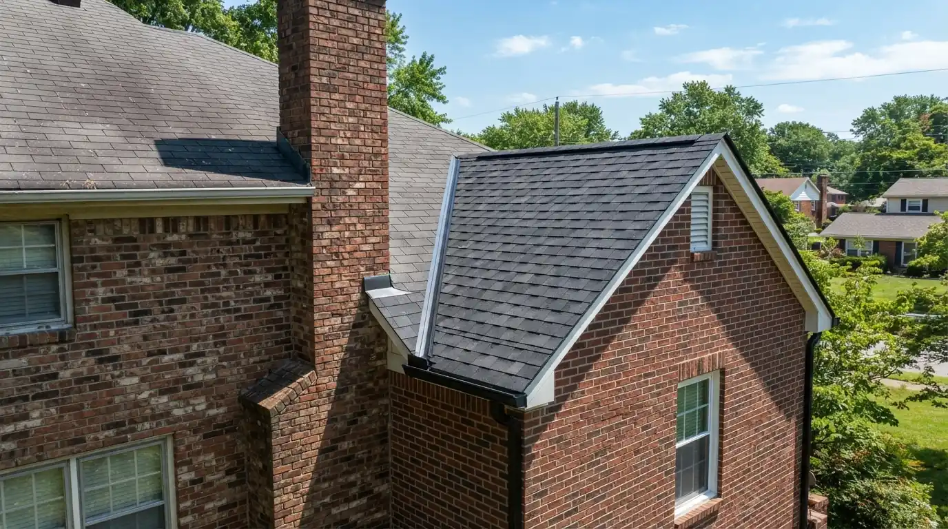 New addition roof tied into an existing Atlanta house