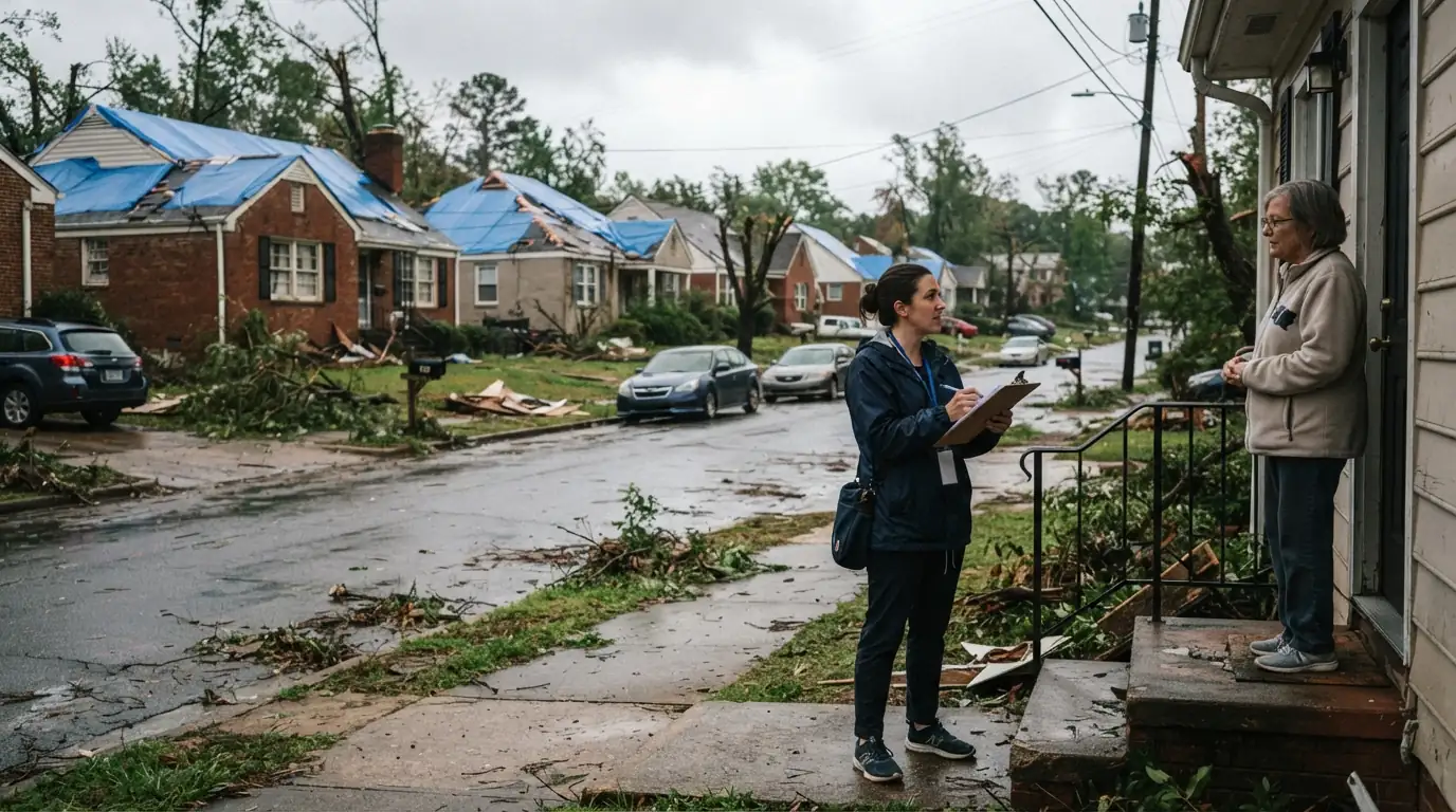 Storm canvassers in an Atlanta neighborhood