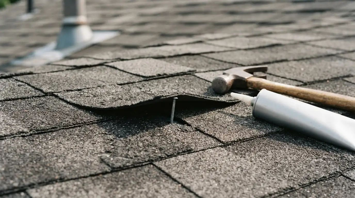 Nail pop lifting a shingle before it is reset