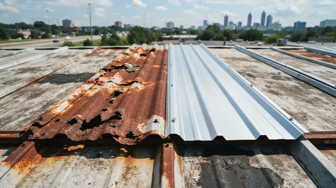 Rusted metal panel replaced